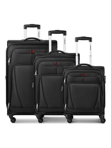 Wenger Beaumont 4 Rollen Kofferset 3-teilig mit Dehnfalte black
