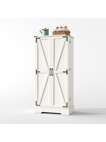 ABRIHOME 128.5cm LED Küchenschrank mit 2 Flügeltüren und Verstellbaren Regalen