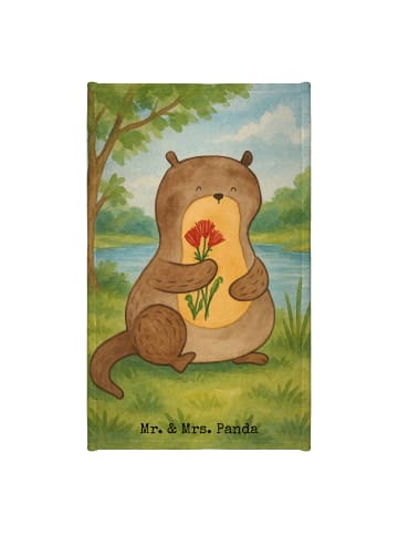 Mr. & Mrs. Panda Handtuch Otter Blumenstrauß Design ohne Spruch in Weiß