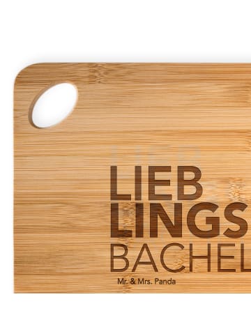 Mr. & Mrs. Panda Holzbrettchen Bachelor mit Spruch in Braun