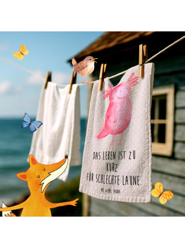 Mr. & Mrs. Panda Frotteetuch Axolotl Glücklich mit Spruch in Grau Pastell