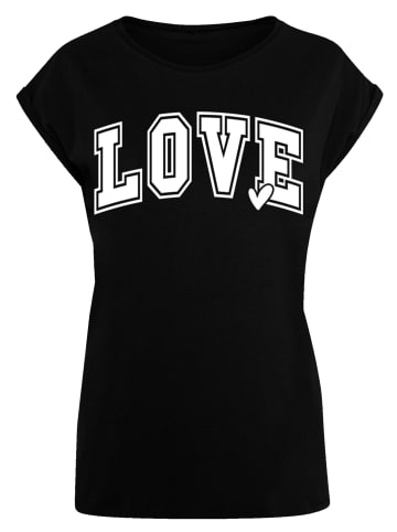 F4NT4STIC Extended Shoulder T-Shirt Love University Valentinstag Herz in schwarz