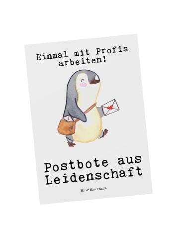 Mr. & Mrs. Panda Postkarte Postbote Leidenschaft mit Spruch in Weiß