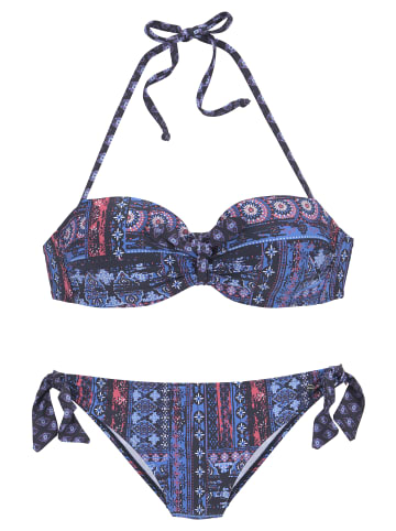 S. Oliver Bügel-Bandeau-Bikini in navy-bedruckt