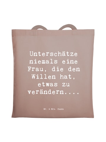 Mr. & Mrs. Panda Tragetasche Spruch Hoffnung Veränderung mit Spruch in Braun Pastell