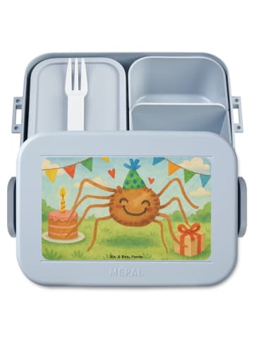 Mr. & Mrs. Panda Brotbox Spinne Agathe Party Design ohne Spruch in Blau Pastell