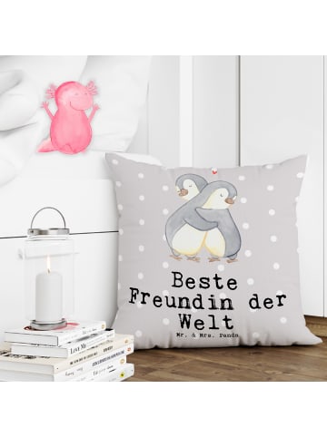 Mr. & Mrs. Panda 40x40 Kissen Pinguin Beste Freundin der Welt mi... in Grau Pastell
