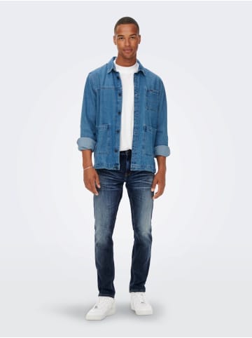 Only&Sons Regular Fit Straight Denim Jeans ONSWEFT in Blau