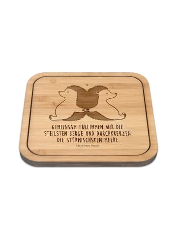 Mr. & Mrs. Panda Bierdeckel Igel händchenhaltend mit Spruch in Transparent