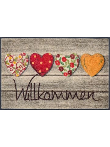 wash+dry Fußmatte Willkommensgruß in braun