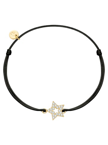 Glanzstücke München Armband Stern aus Textil und Sterling Silber mit Zirkonia in gelbgold