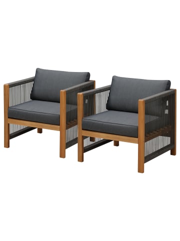 home24 Loungesessel Bayton 2er-Set in Grau / Braun