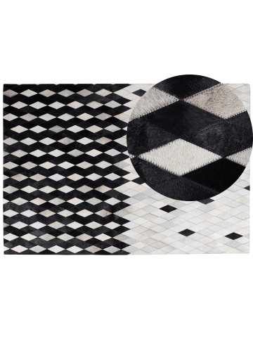 Beliani Patchwork MALDAN in Schwarz/Weiß/Beige - (W) 160 x (H) 0.6 x (L) 230 cm