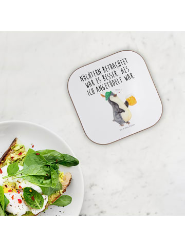 Mr. & Mrs. Panda Bierdeckel Pinguin Bier mit Spruch in Weiß