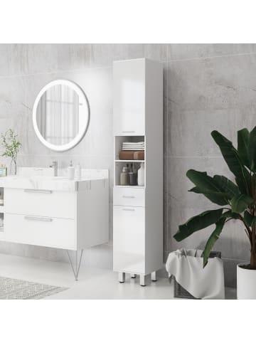 Kleankin Badezimmerschrank-30L x 30B x 180H cm-Weiß