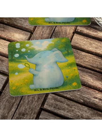 Mr. & Mrs. Panda Bierdeckel Elefant Seifenblasen Design ohne Spruch in Weiß