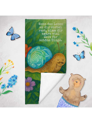 Mr. & Mrs. Panda Badehandtuch Schnecke Sir Design mit Spruch in Gelb Pastell