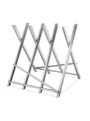 relaxdays Sägebock in Silber - (B)83 x (H)82 x (T)80 cm