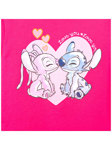 Lilo & Stitch Langarmshirt Disney Stitch mit Glitzer in Dunkelpink