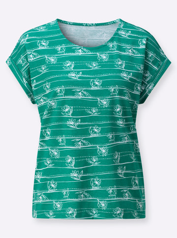 WITT WEIDEN Shirt in smaragd-weiß-bedruckt