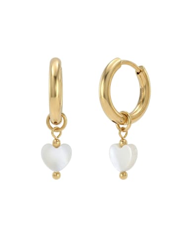 Amor Charm Creole Edelstahl, IP gold, Perlmutt in gold