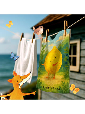 Mr. & Mrs. Panda Handtuch Beste Freunde Zitrone Design ohne Spruch in Weiß