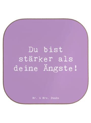 Mr. & Mrs. Panda Bierdeckel Spruch Angst überwinden mit Spruch in Lavendeltraum