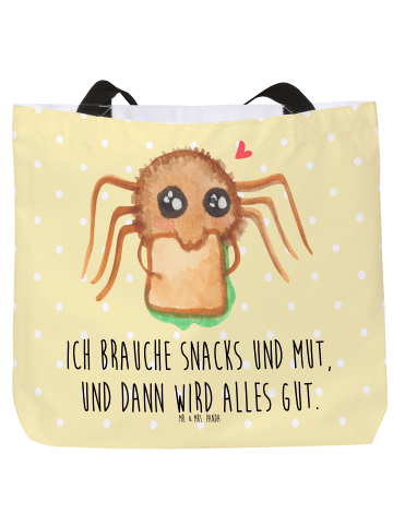 Mr. & Mrs. Panda Reisetasche Spinne Agathe Sandwich mit Spruch in Gelb Pastell