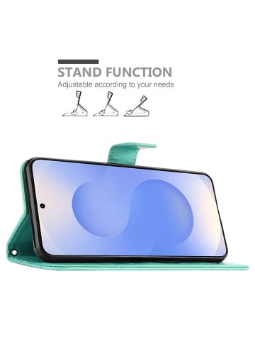 cadorabo Hülle für Samsung Galaxy S25 Blumen Design in Floral Türkis