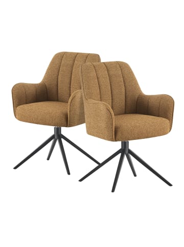 DUBI Möbel 2er-Set: Drehstuhl THOMAS-ZARA in Senfgelb - (B)58 x (H)87 x  (T)62 cm