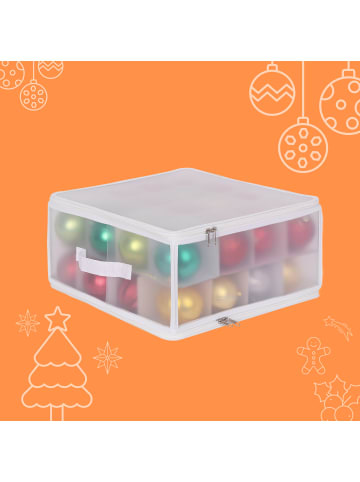 relaxdays Weihnachtskugel-Aufbewahrungsbox in Transparent/ Weiß - (B)36 x (H)18 x (T)36 cm