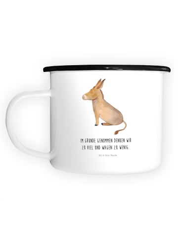 Mr. & Mrs. Panda XL Emaille Tasse Esel mit Spruch in Weiß