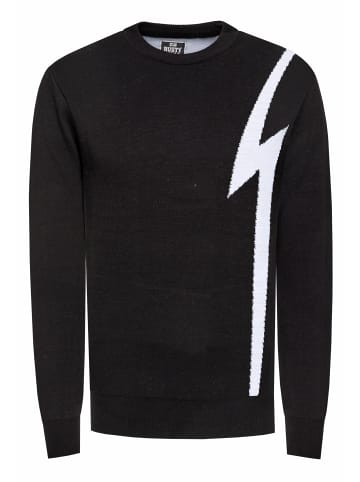Rusty Neal Rundhals Flash Strick Pullover in Schwarz / Weiß