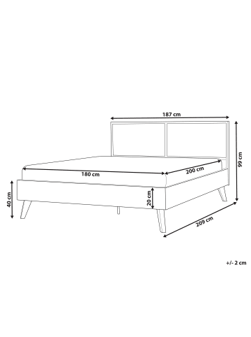Beliani Doppelbett MONPAZIER in Schwarz/Heller Holzfarbton