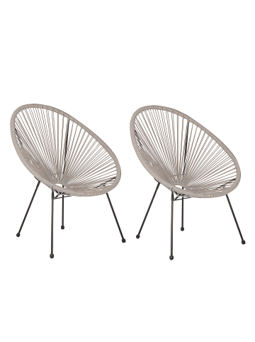 Beliani 2er-Set Cocktailsessel ACAPULCO II in Grau/Schwarz