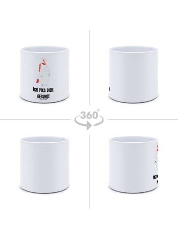 Mr. & Mrs. Panda Blumenkübel Einhorn Krankenschwester mit Spruch in Weiß