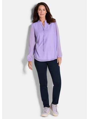 GOLDNER Elegante Jersey-Bluse mit Rundhals in flieder