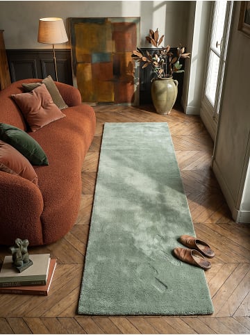 KADIMA DESIGN Hochflorteppich Antirutsch Uni ALDAN Polyester Grün 80 x 150 cm in Grün