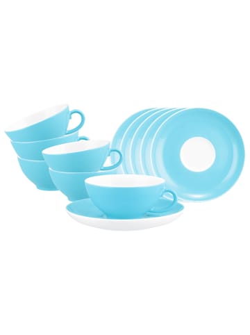 Seltmann Weiden 6er Set Teetassen mit Untertassen Liberty Pure Colors 140 ml in Lagoon Blue