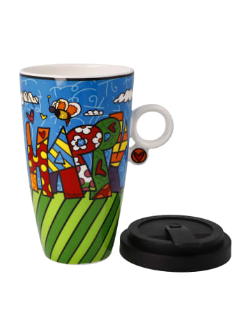 Goebel Künstlertasse mit Deckel " Romero BRITTO  Happy " in Happy