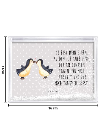 Mr. & Mrs. Panda Acryl-Bilderrahmen Pinguin Liebe mit Spruch in Grau Pastell
