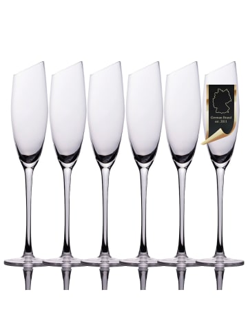 Intirilife Champagner Glas Set 150 ml Sekt Prosecco Gläser in 6x Transparent