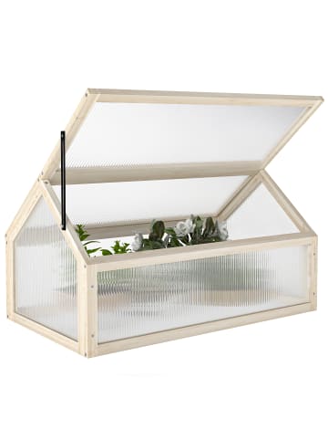 Outsunny Gewächshaus 90L x 52B x 49,5H cm Naturholz