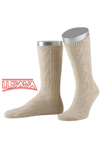 Lusana Trachtensocken in beige