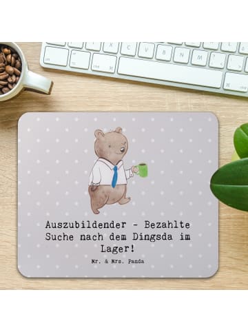 Mr. & Mrs. Panda Mousepad Auszubildender Abenteuer mit Spruch in Grau Pastell