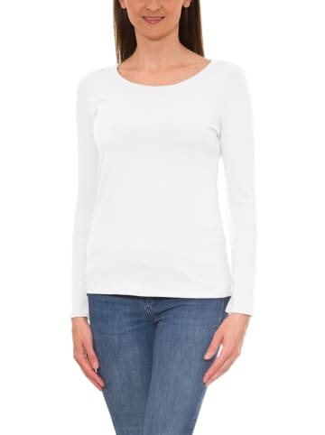 Alkato Alkato Damen Langarm Shirt mit O-Ausschnitt in weiß