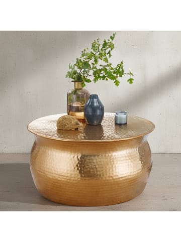 KADIMA DESIGN Beistelltisch Design | Aluminium-Look, Handmade, Hammerschlag in Gold