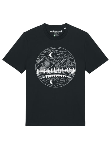 wat? Apparel T-Shirt Mountains by night in Schwarz