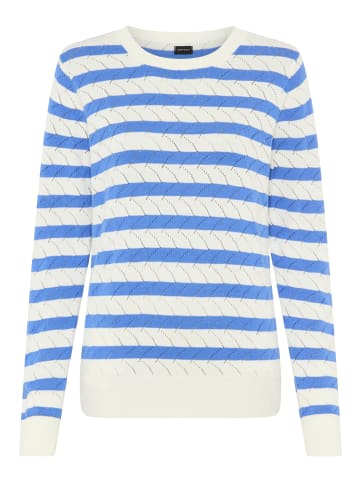 Laura Scott Ajourpullover in weiß-blau gestreift