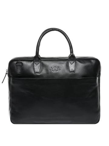 SID & VAIN Leder-Laptoptasche 15" Leder Businesstasche Unisex BOSTON in schwarz